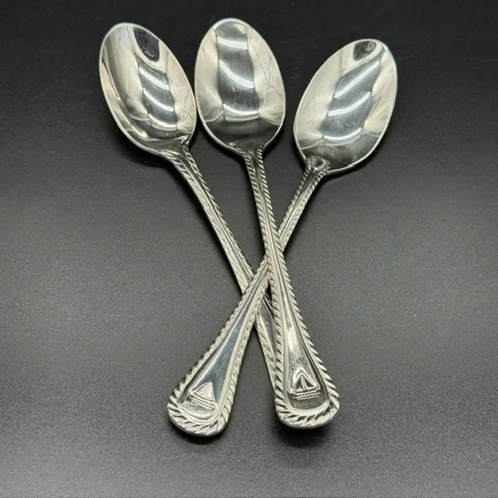 Wallace Nautica Teaspoon~Rope Edge~Sailboat~6 1/4